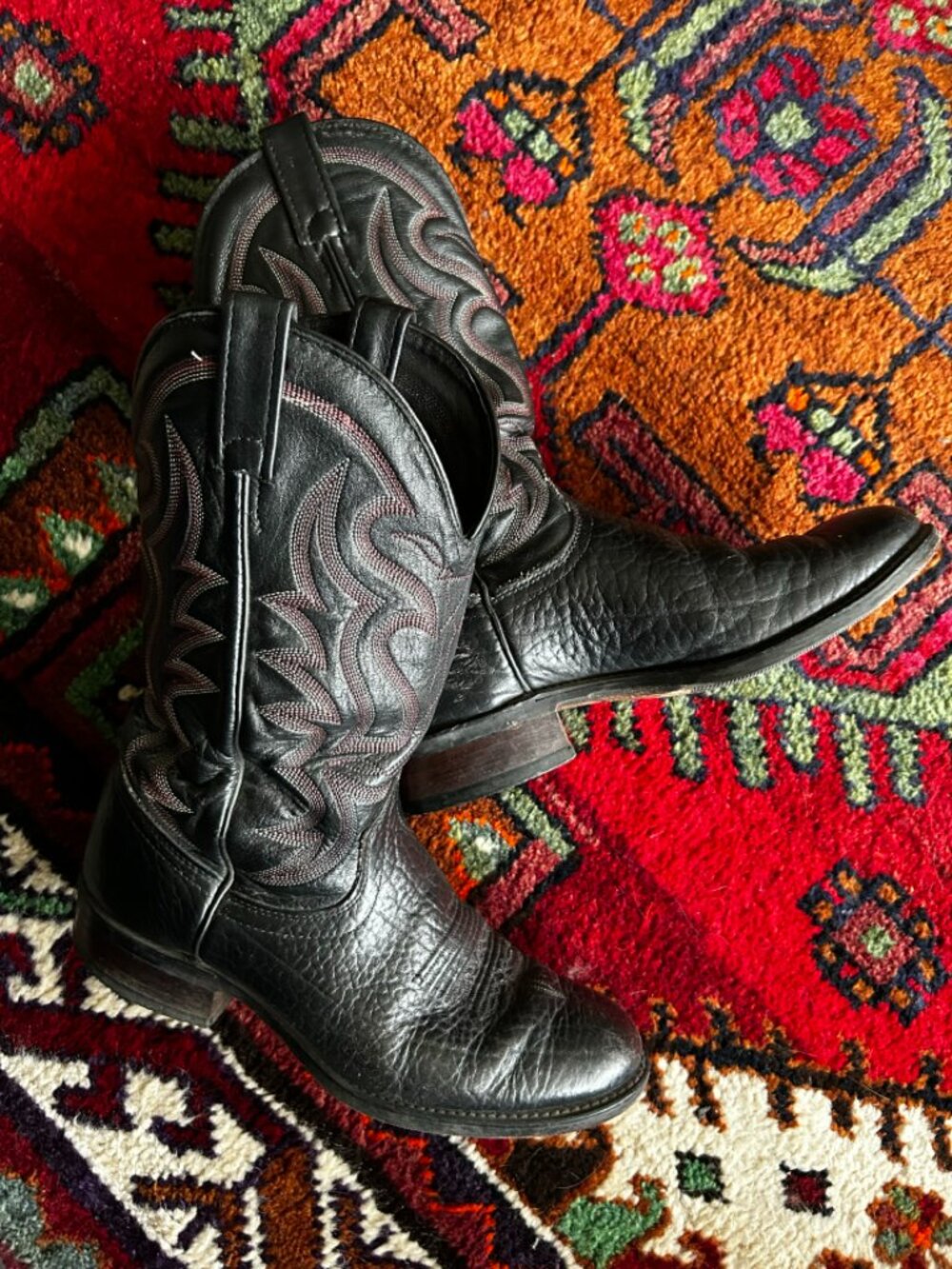 J Chisholm Leather Black Cowboy Western Boots in a Ladies PLUS SIZE 8 EE Wide